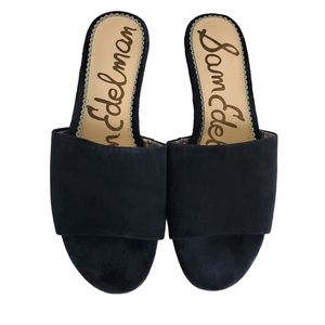 Sam Edelman Liliana Suede Slide Sandals Womens Sz 9 Black Slip-On